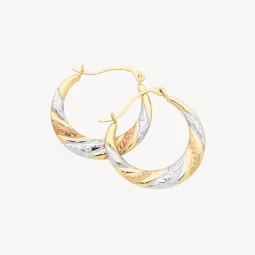Gold Hoop Earrings with Sapphire Accent