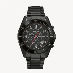 Men’s Leather Strap Watch – Black & Gold